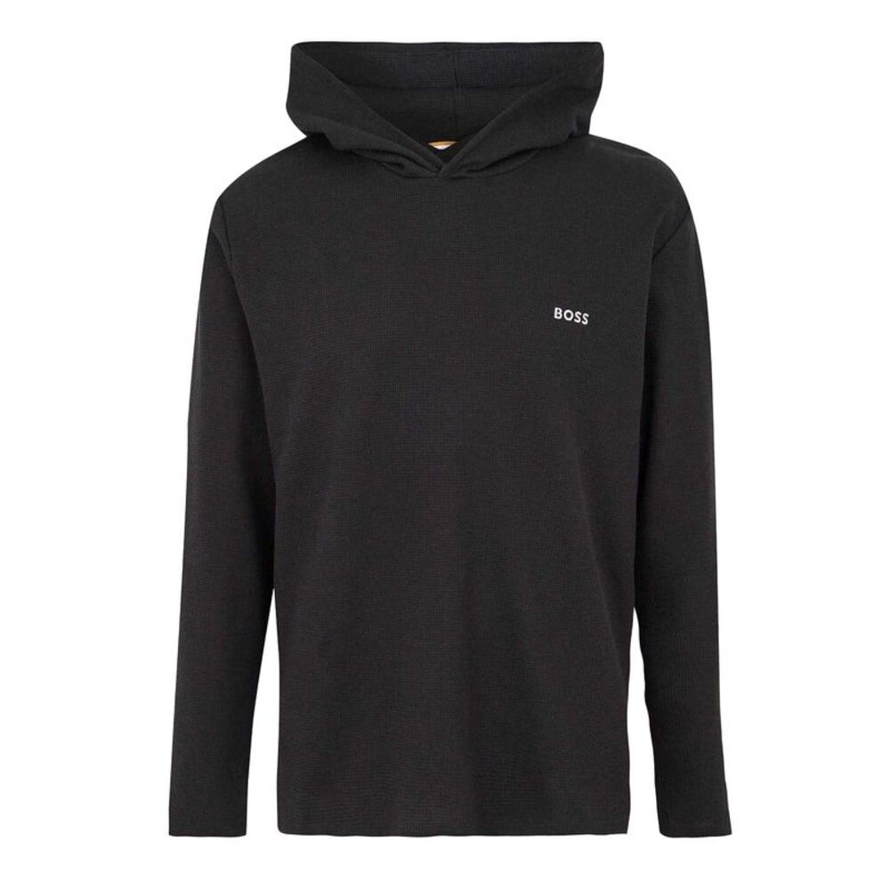 Boss Mens Waffle Knit Pullover Hoodie / Black